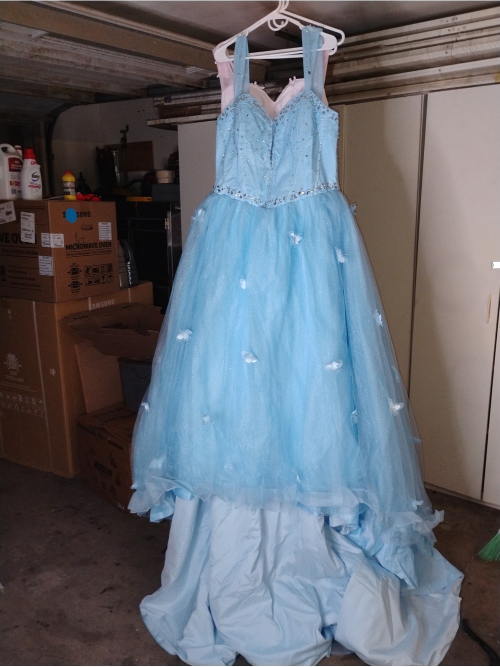 Sparkle Tulle Ball Gown Dress for Girls - Light Blue